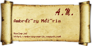 Ambrózy Mária névjegykártya